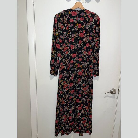 vintage Express Cottagecore Floral V-Neck Button Front Midi Dress Women’s Sz 7/8 - Picture 3 of 11